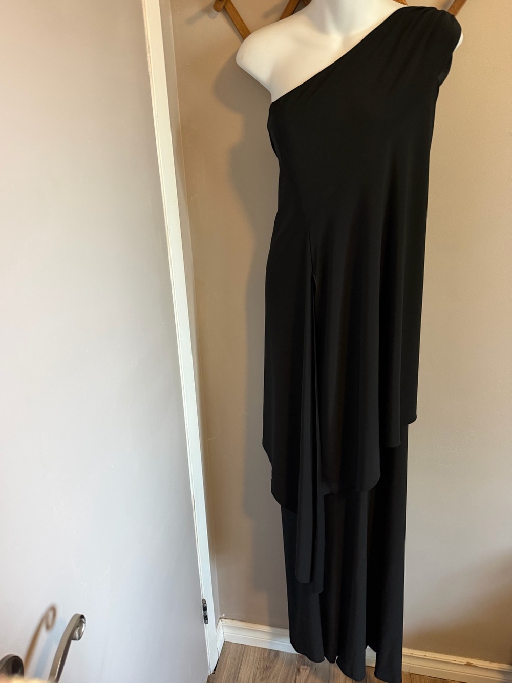White Black House Market One Shoulder Jumpsuit Black L